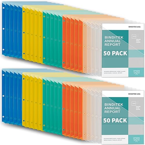 Miniatura 10 de Binditek Paquete de 10 fundas de polietileno para carpeta de 3 anillas, bolsillos para carpeta, organizador de carpetas de 3 agujeros, tamaño carta,