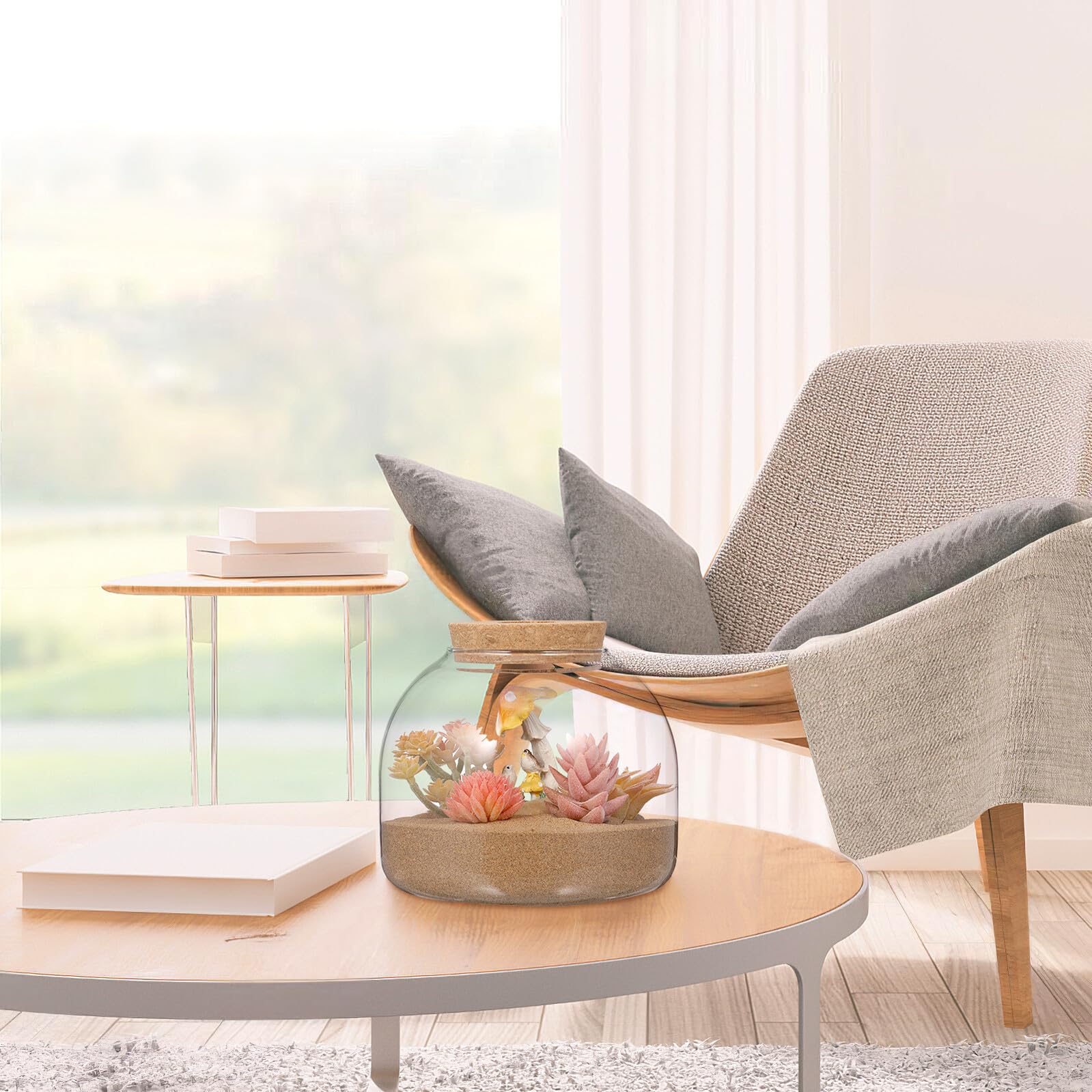 Terrario in Vetro e Legno per Piante Idroponiche con Decorazione Micro Paesaggio per Eventi e Amanti del Fai da Te
