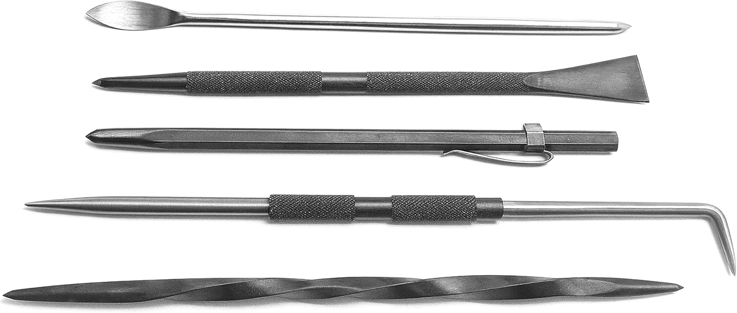 UJ Ramelson Intaglio and Dry Point Etching Scribing Tools Kit, Twisted Scriber, Scraper Burnisher, Hook, and Carbide Scribe, Printmaking Supplies