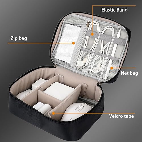 Miniatura 3 de Bolsa organizadora grande para dispositivos electrónicos, bolsa de viaje para cable de cargador USB, accesorios para ratón, teléfono SD, banco de