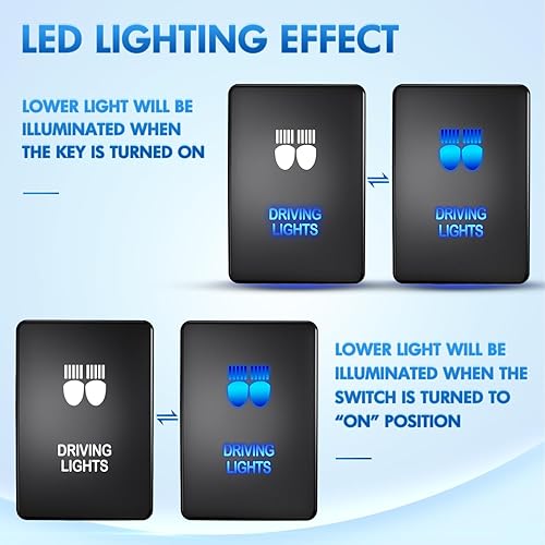 Miniatura 57 de Nilight Interruptor de botón de encendido y apagado de 12 V con kit de cable conector, 1.28 x 0.87 pulgadas, repuesto para Toyota Sequoia Highlander