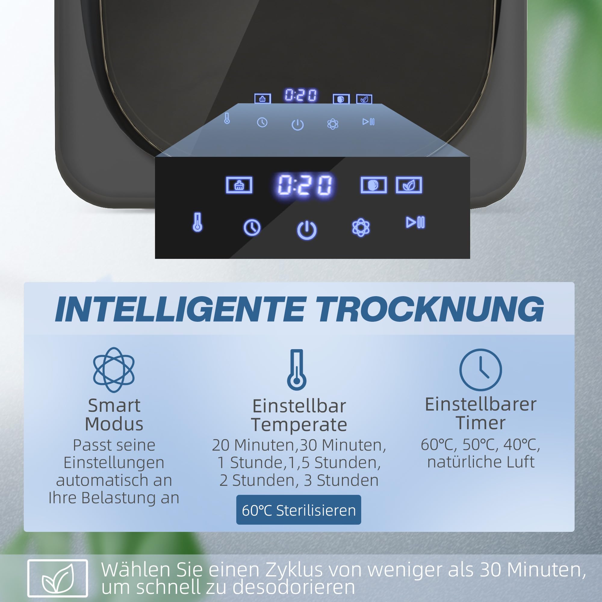 HOMCOM Mini secadora con pantalla táctil LED de 6 programas 4 kg hasta 60℃, 800W Independiente Montable en pared Secadora de extracción de aire con protección contra sobrecalentamiento Secadora de