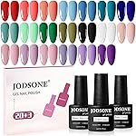 JODSONE 23 PCS Gel Nail Polish Set with Base Glossy and Matte Top Coat Multicolored Gel Nail Long Lasting Suitable for All Seasons