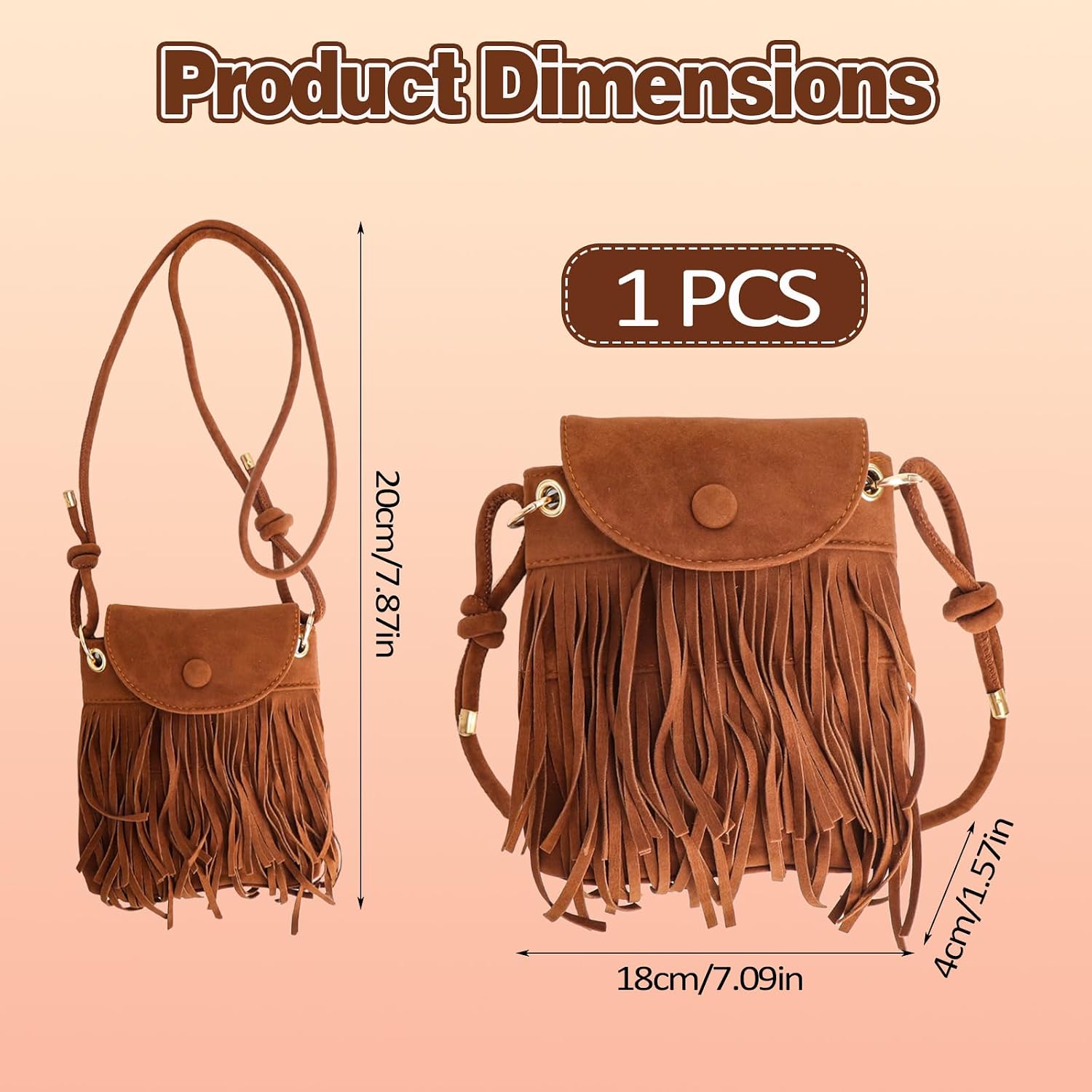 Fringe Bag Women's Shoulder Bag, Boho Hippie Retro Handbag with Tassel, Fashion Accessories, Boho Y2K Vintage 70s Fashion Shoulder Bag, Shoulder Bag, Crossbody for Cowgirl Party, Everyday Life image 2