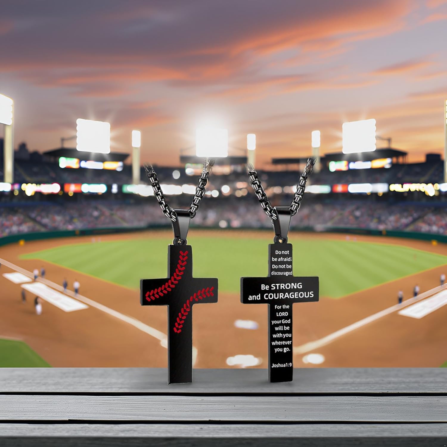 Baseball Cross Necklace for Men. Baseball Necklace Gifts for Mens. Black Stainless Steel Inspirational Bible Verse Cross Pendant Chain, First Communion Baptism Religious Sports Gifts - Image 7