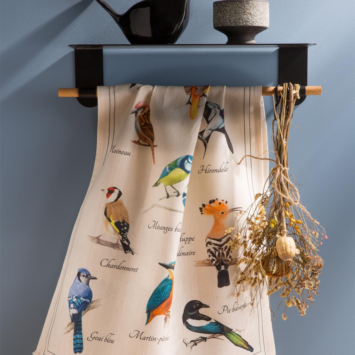 Coucke Birds Printed Tea Towel, 54% Cotton and 46% Linen, 50 x 75 cm