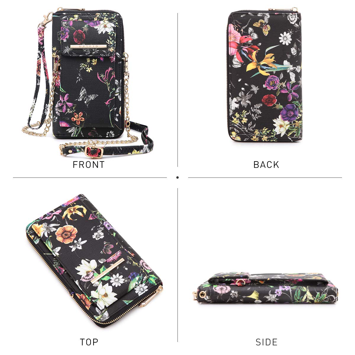 Dasein Borsa a tracolla in pelle vegana per le donne borsa cellulare borsa a tracolla carta di credito portafoglio custodia da polso con tasche multiple