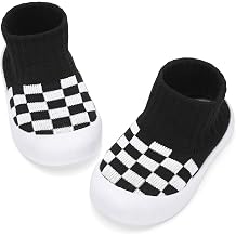 BACSAC Baby Boy Girl Sock Shoes Infant & Toddler Walking Shoes High Top with Knitted Checkered Upper Anti Collision Non-Slip Design Elastic Breathable for Indoor Outdoor 6-36 Months