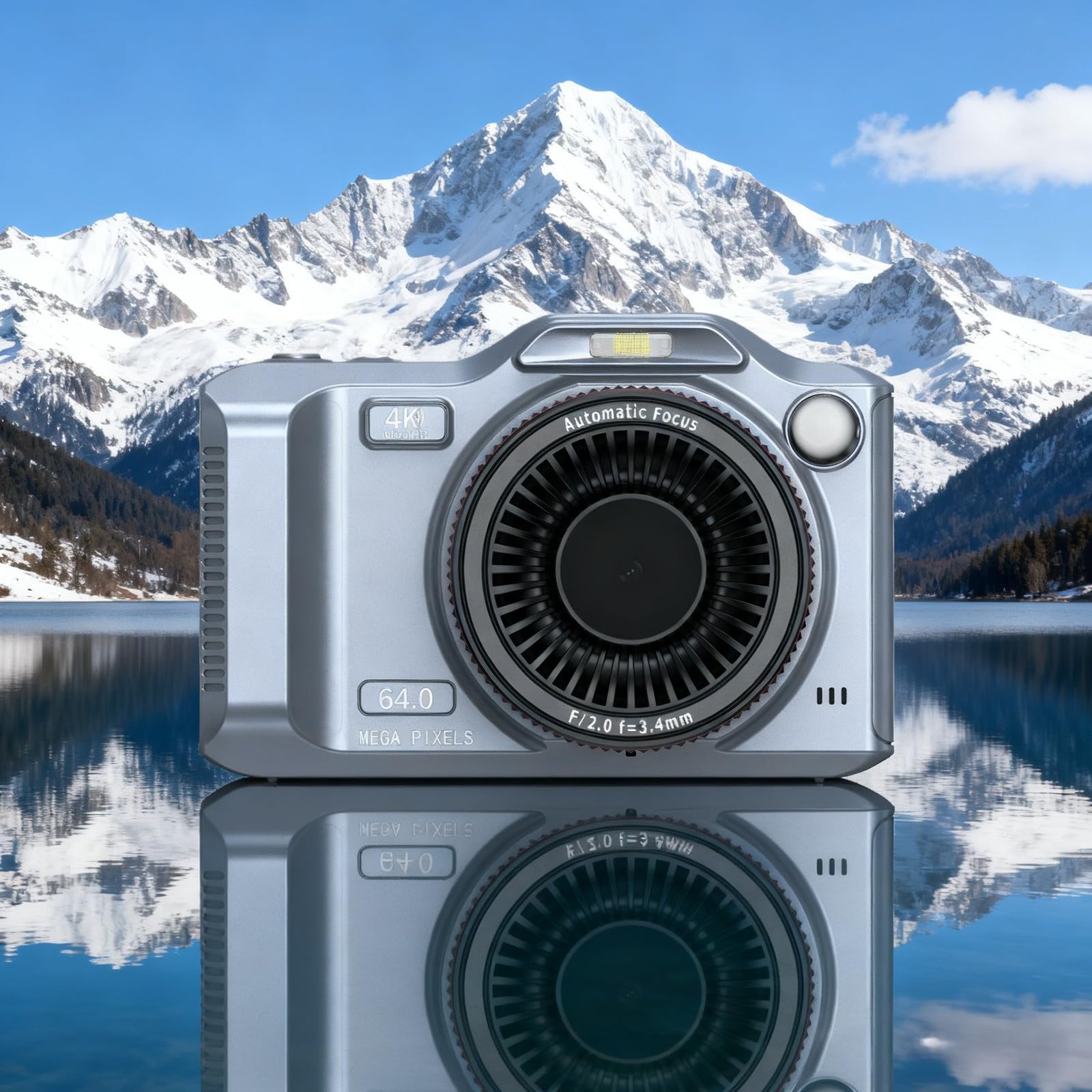 FACAIIO Cámara digital 4K con cámara dual, visor HD de 2.8 pulgadas, zoom 18x y función WiFi, creación de contenido y vlogging, color plateado
