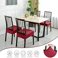 Vista 8 de Dining Chair Seat Covers Set of 6, Stretch Velvet Chair Seat Slipcovers Protector, Removable Washable Kitchen Chair Covers for Dining Room Chairs