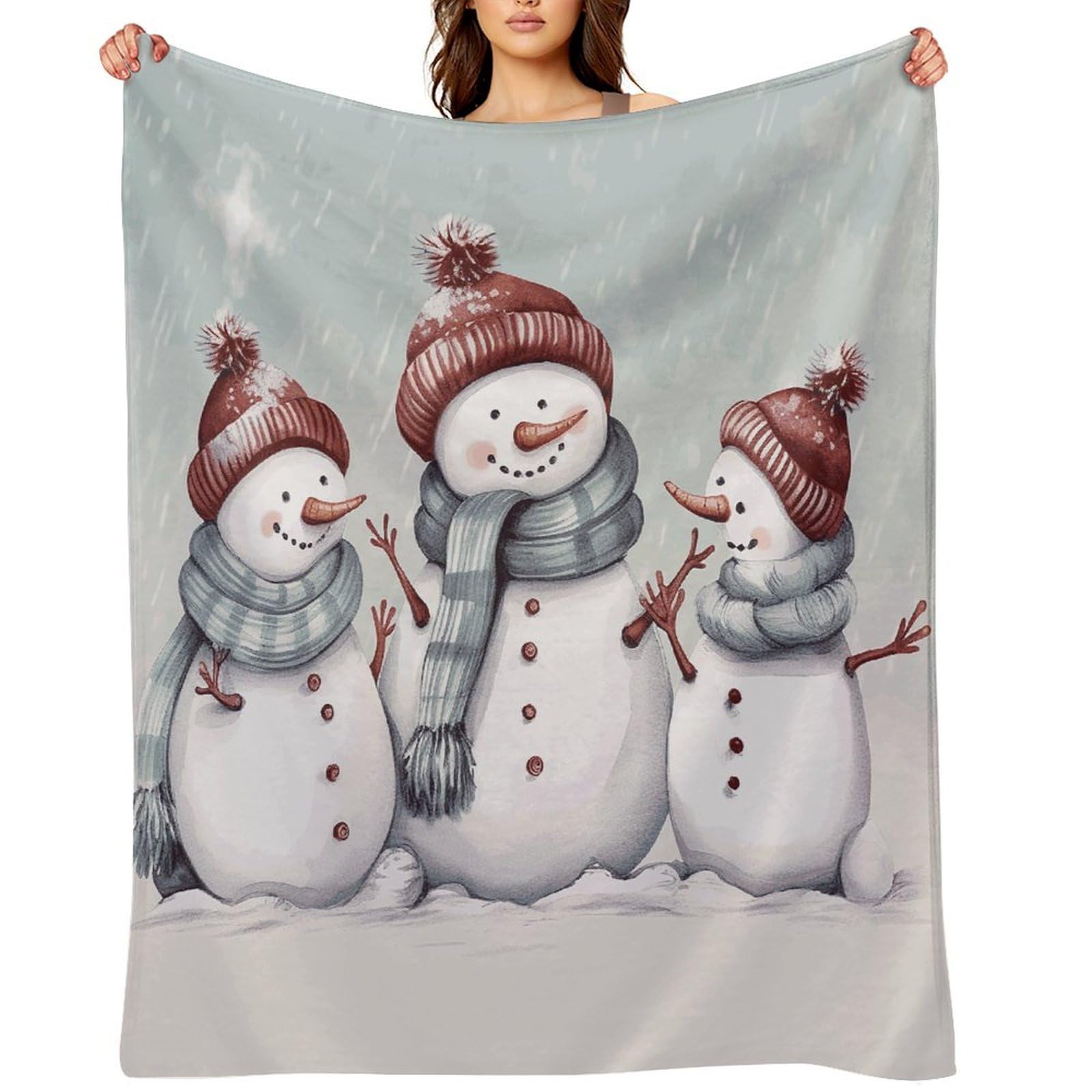 Winter Snowman Blankets Flannel Soft Blanket for Couch Warm Cozy Throw Blankets Fashion Bed Blanket Thick Bath Towel Bedspread Tapestry for Home Supplies Gift 40"x50"