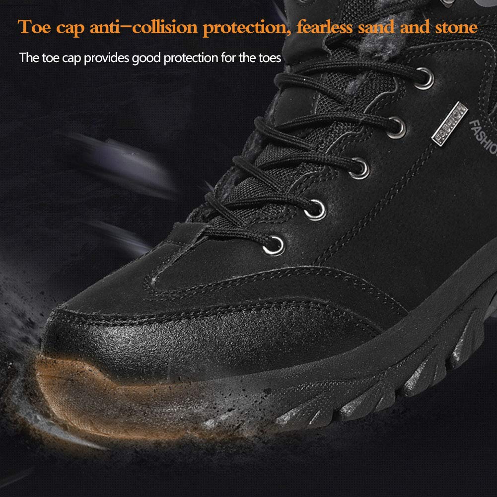 Épaisses chaussures chaudes de randonnée, haut-Top Plus Velvet Non-Slip confortable Bottes de neige, randonnée en plein air Chaussures, Chaussures homme en coton,Marron,45