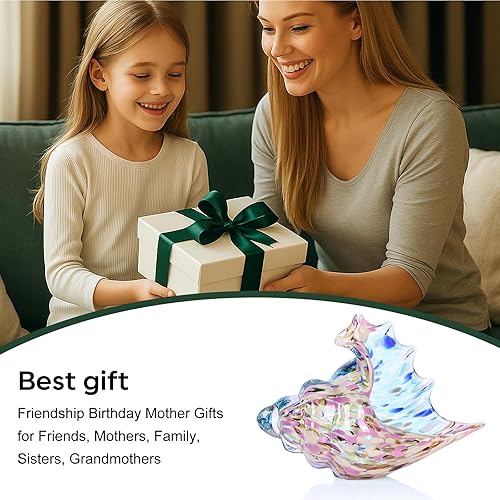 Miniatura 5 de LCCCK Escultura de concha de vidrio soplado a mano, figuras de arte de vidrio marino, decoración de habitación playera, estatuas decorativas de