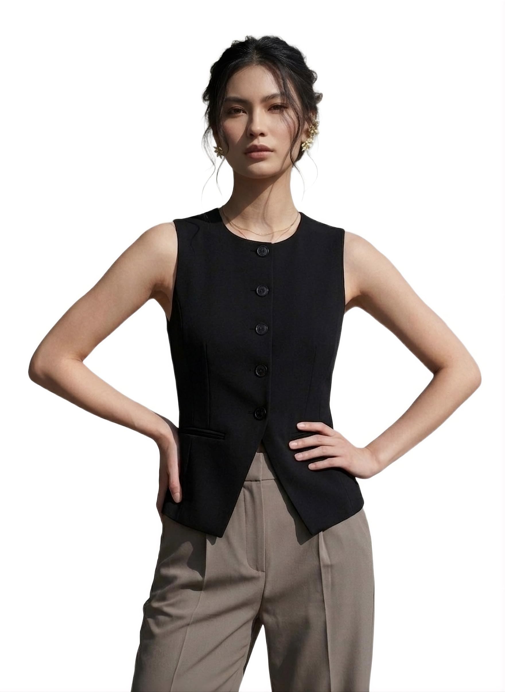 Female Waistcoat – Lightweight, Premium Fabric Sleeveless Vest, 2 Pockets, Ideal for Office, Casual, Formal, Party & Wedding.-image-41