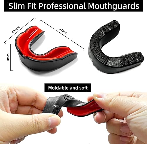 Miniatura 2 de Protector bucal para adultos y jóvenes, protector de encías con funda, protectores bucales profesionales de ajuste delgado para fútbol, hockey,