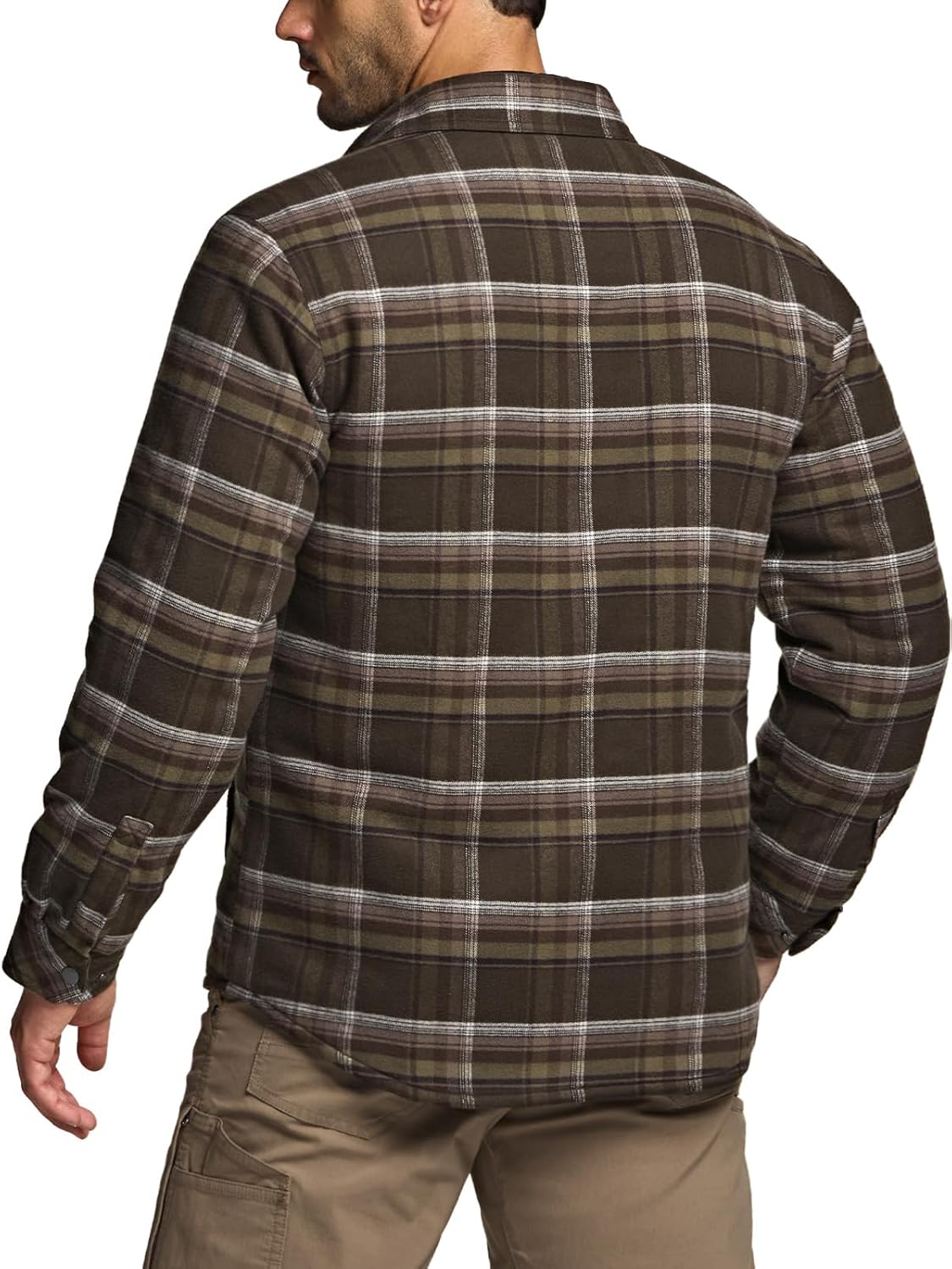 CQR Men's Flannel Shirt Jacket Long Sleeve, Winter Warm Outdoor Casual Plaid Jacket Coat with Pockets - Image 3