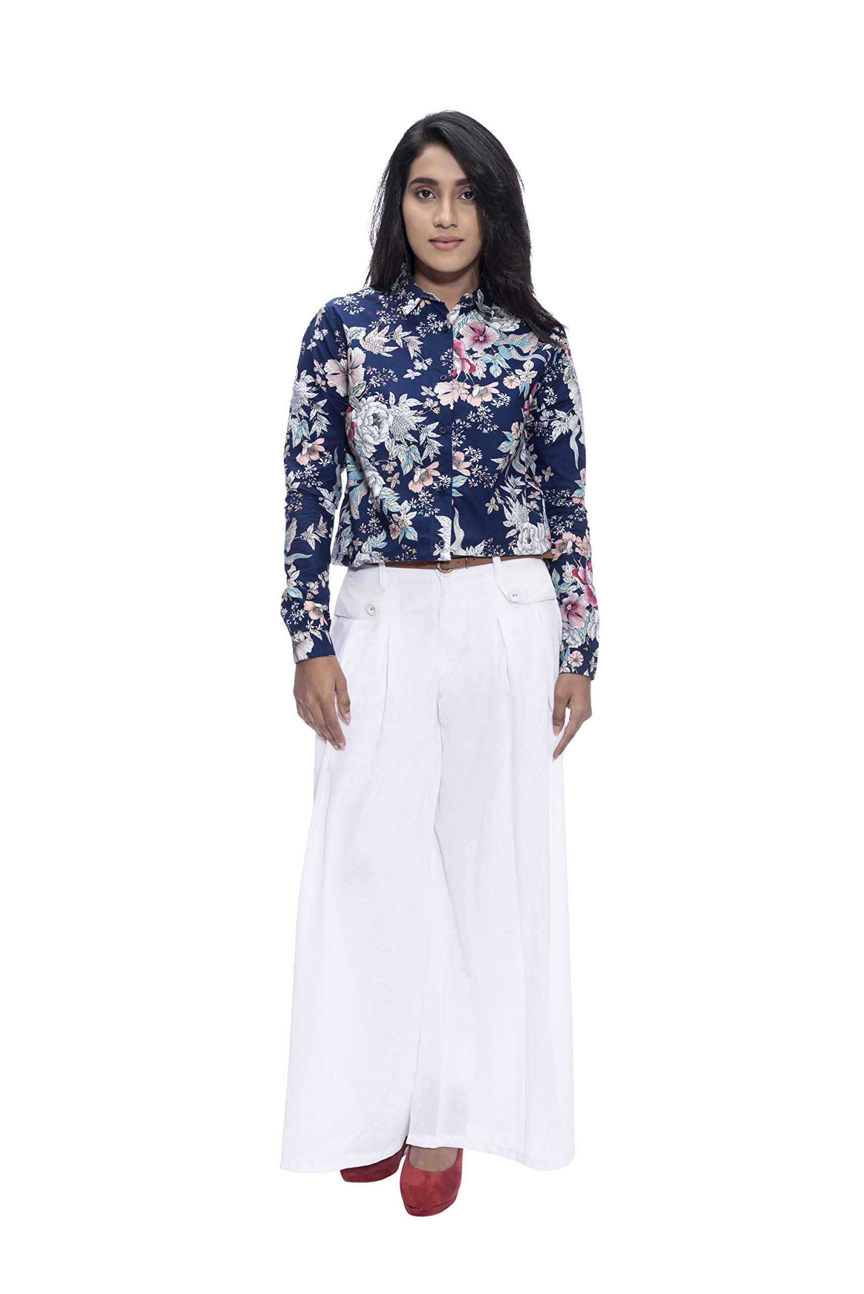 Women's Printed Navy Shirt Top-image-37