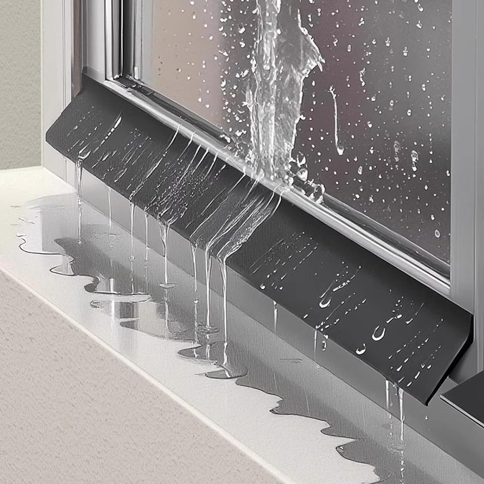 Estdkmnos Width-5.5Cm Window Outer Edge Rain Shield， Self Adhesive Rubber Rain Deflector 1/3/5M Blocks Water Intrusion For Sash Eaves(,1M)