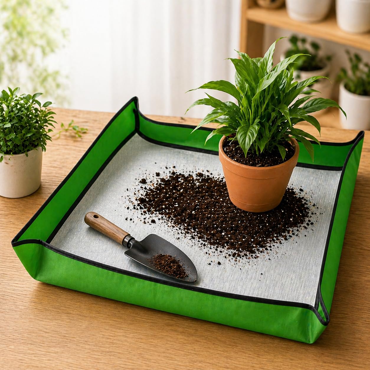 GARDENBASICS Premium Repotting Mat for Plants – Waterproof, Foldable Potting Tray for Mess-Free Indoor & Outdoor Planting, Indoor Gardening Mat | Plant Transplanting Mat | 30 X 30 Inches-picture-10