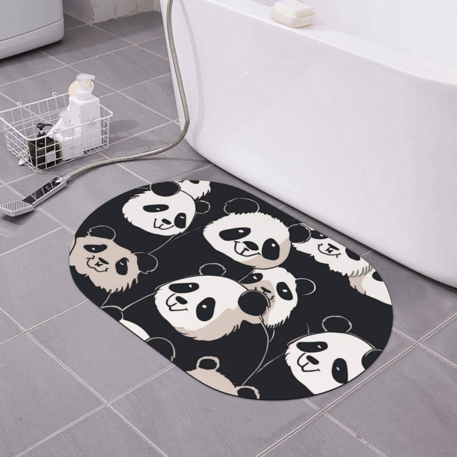 Tapis de bain en pierre panda 40x60cm absorbant