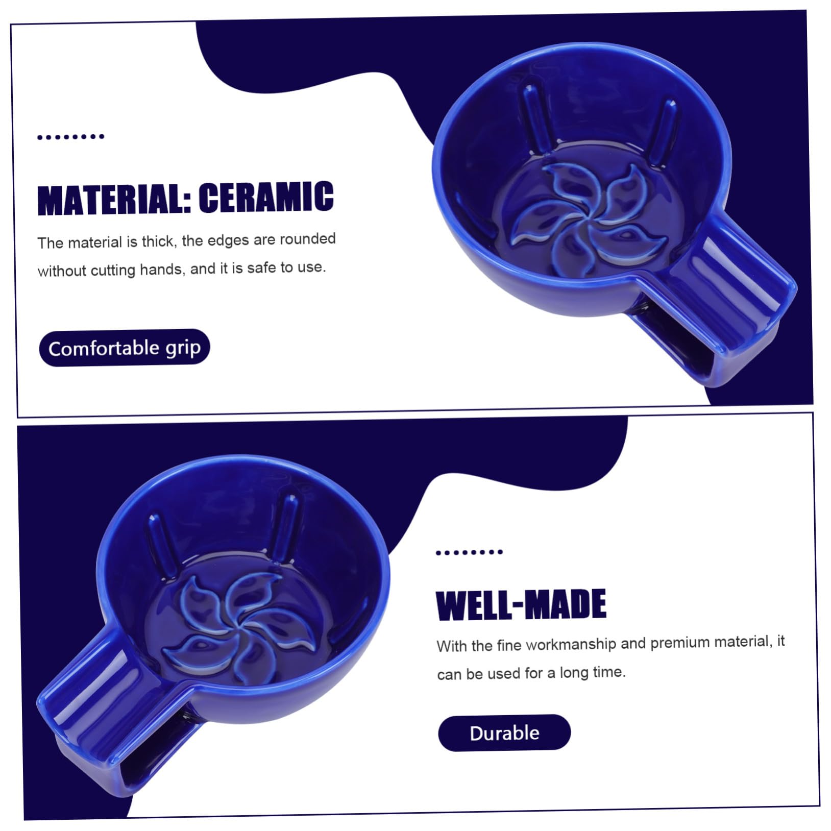 STOBAZA Ciotola da Barba in Materiale Ceramico Azzurro con Manico Design Ergonomico e Grande Capacità per Rasatura Casalinga per Uomini Funzione di Pulizia e Lavaggio Personale