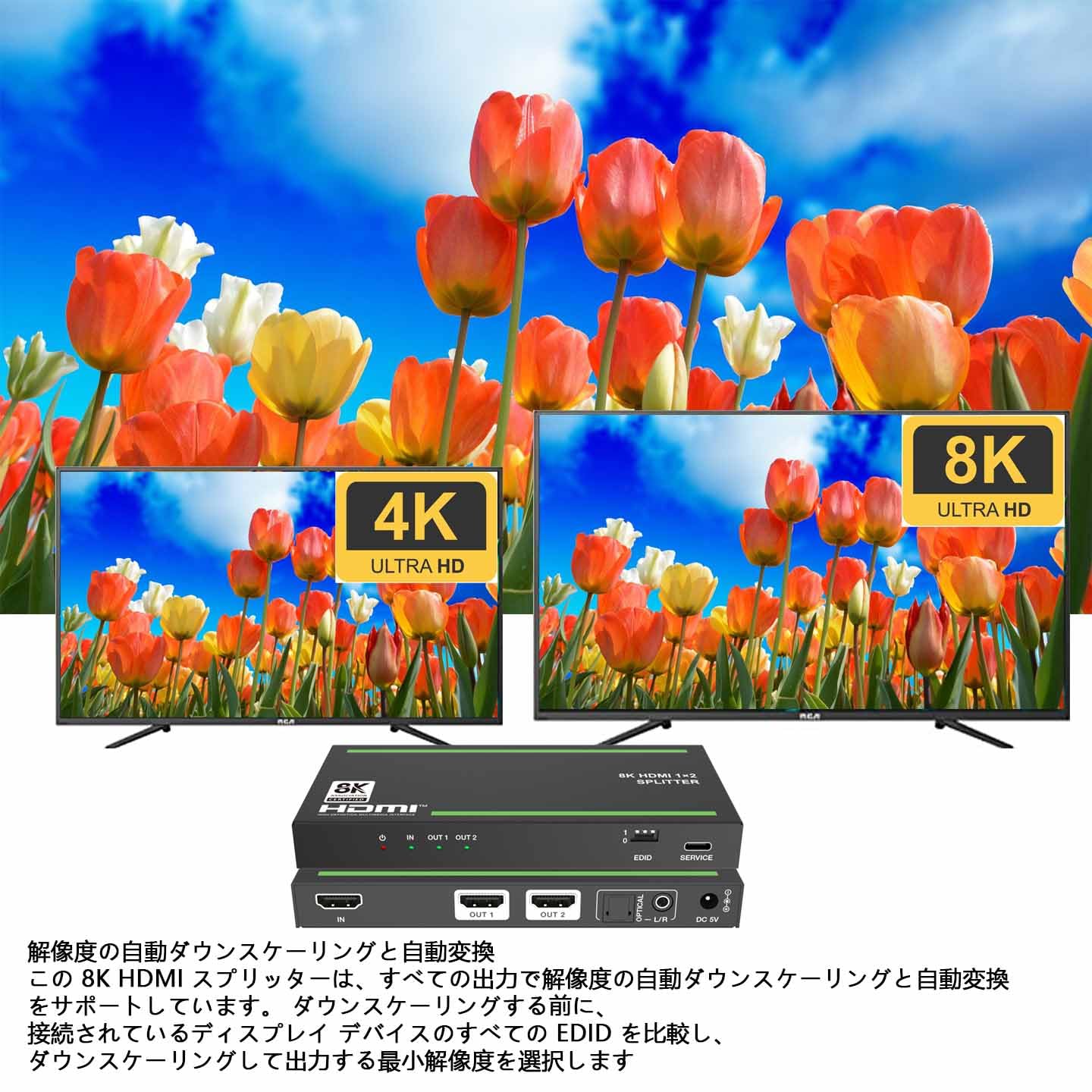 Amazon | BUNGPUNG 8K@60Hz HDMI 分配器 1入力2出力 同時出力、 HDMI