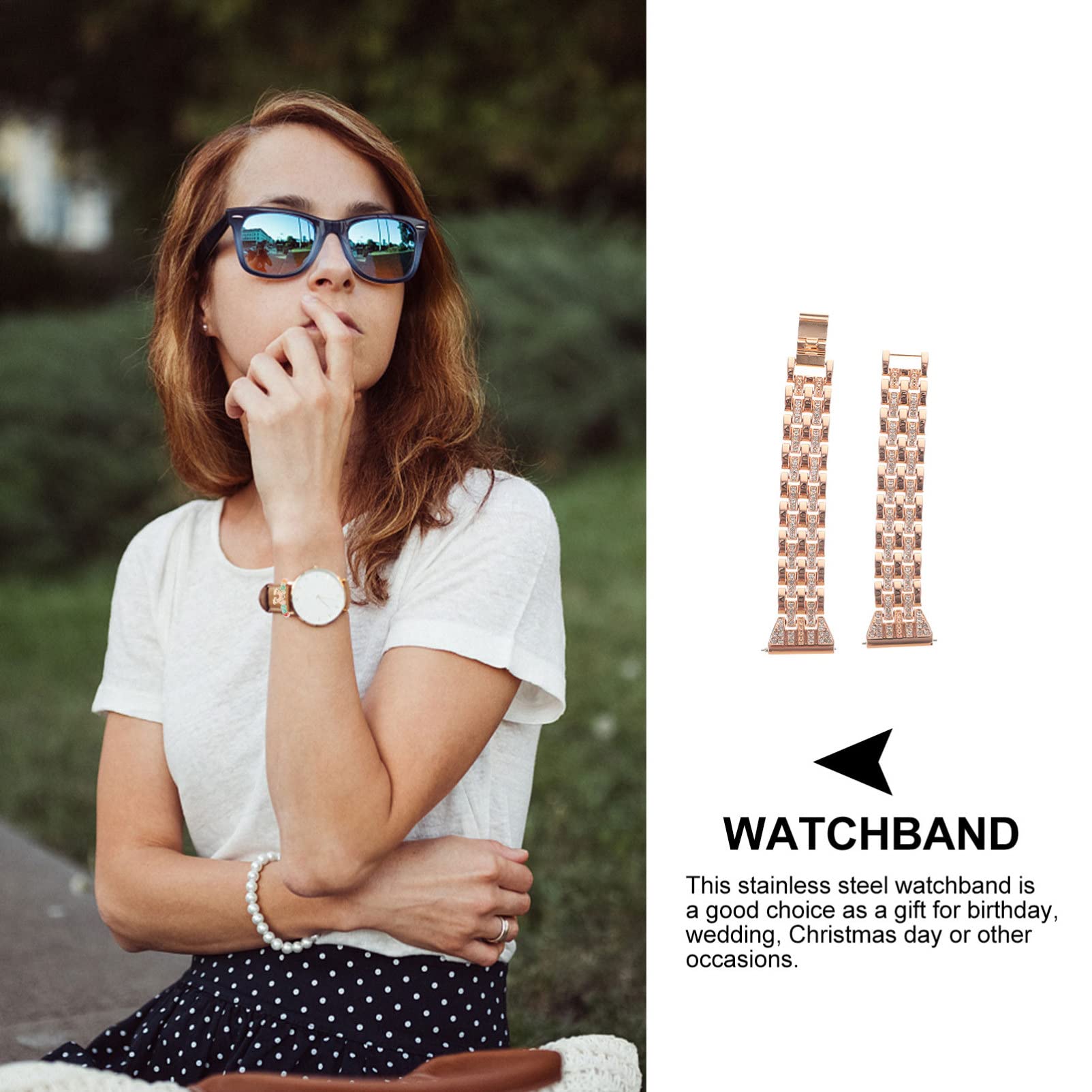 GRIRIW Shiny Watchstrap Decorative Band for Watch 5/active 4/5 Metal Watchband Glitter Charms