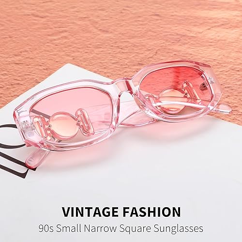 Miniatura 3 de FEISEDY Gafas de sol rectangulares retro de moda para mujer y hombre, estilo vintage de los años 90, pequeñas gafas de sol cuadradas estrechas B2322