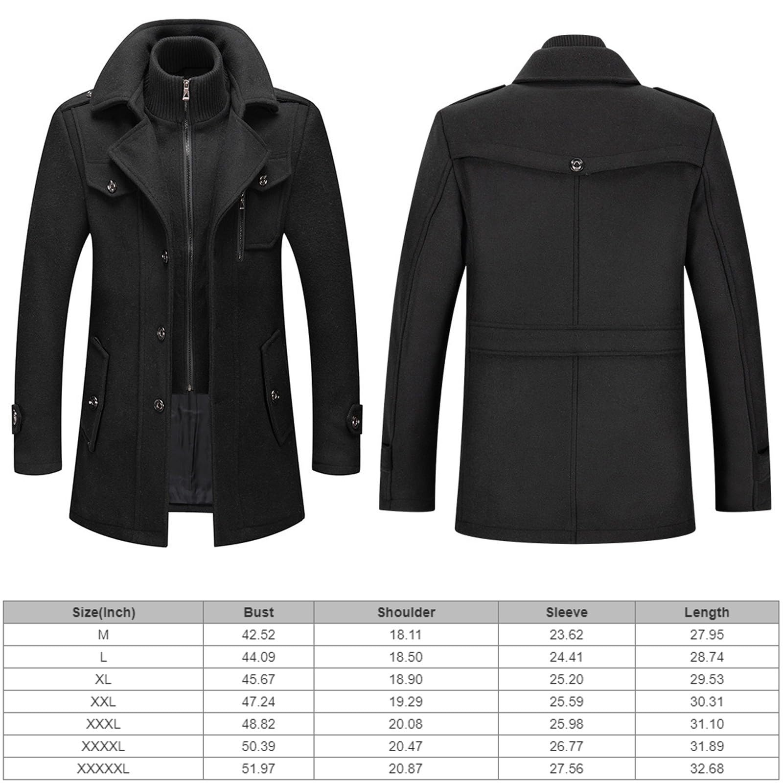 PANWLDC Men's Winter Jacket Thick Thermal Cotton Warm Fleece Lined