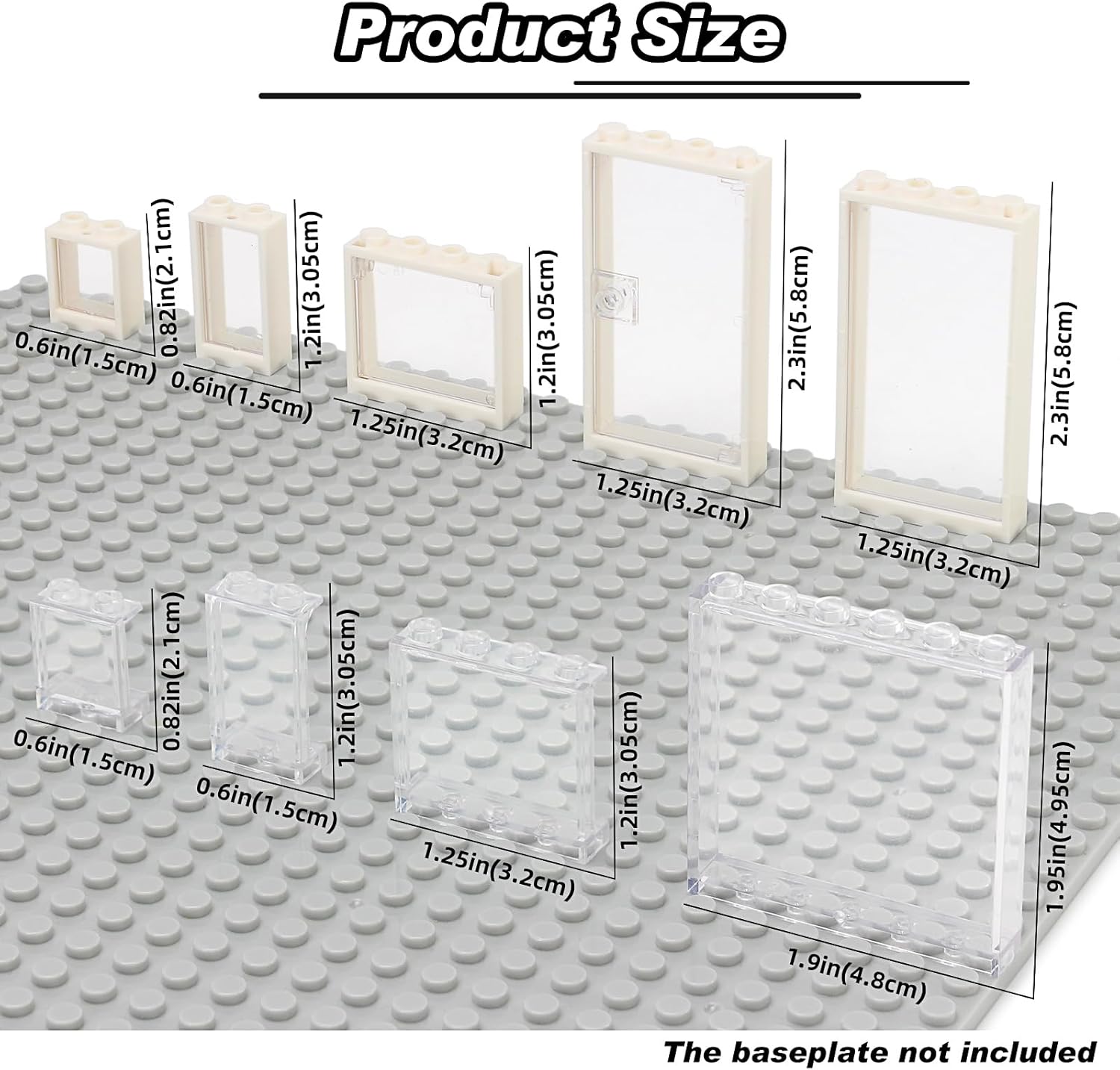Feleph Windows and Doors Building Block Toy Set Tranparent Clear 130 Pieces and Parts Bulk MOC Bricks Accessories for House Decoration Compatible with Classic Major Brands (White)