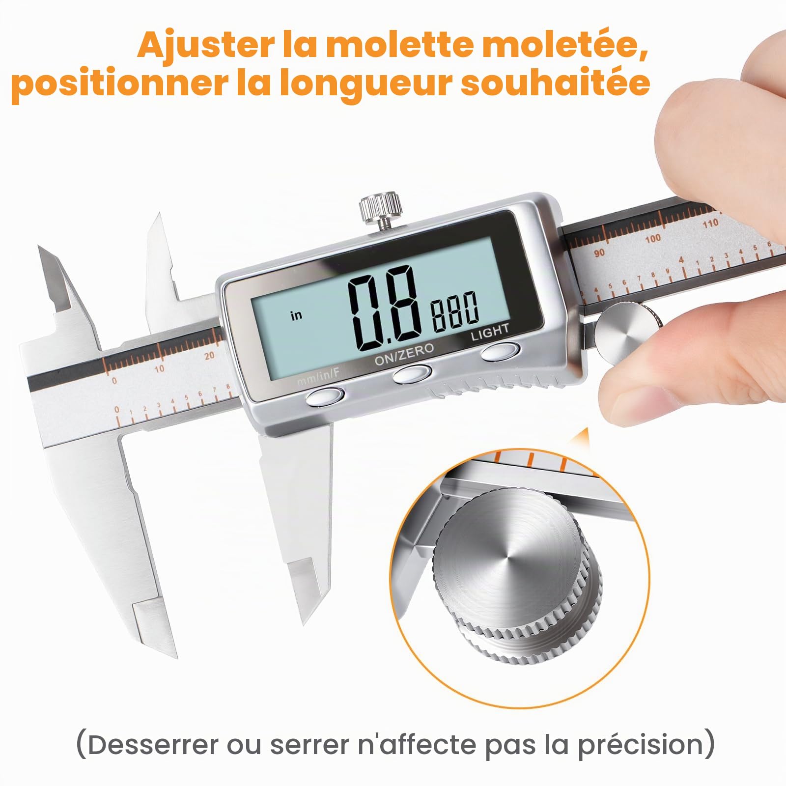 HARDELL Pied à coulisse numérique, outil de mesure rechargeable avec écran LCD rétroéclairé, tous les étriers en métal, micromètre numérique à arrêt automatique, pouces/mm/fraction pour la maison