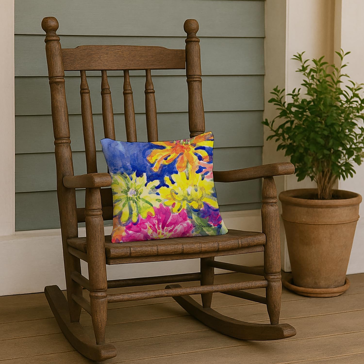 Caroline's Treasures 6122PW1414 Flower Fabric Decorative Pillow Machine Washable, Indoor Outdoor Decorative Pillow for Couch, Bed or Patio, 14Hx14W