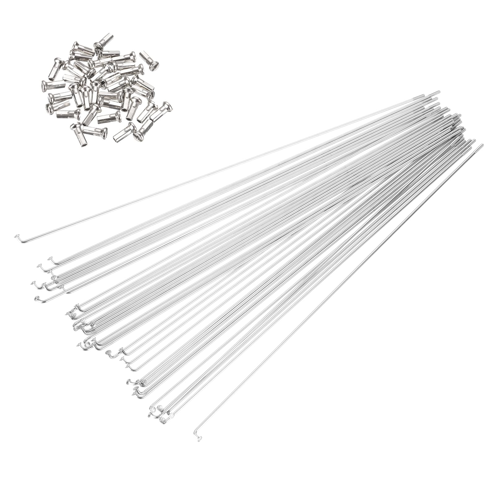 PATIKIL 14G Bicycle Spokes 288 Mm/11.34 Inch, 36 Pcs Stainless Steel J Bend 2mm Mountain Bike Spokes with Brass Nipples for City Road Bike Electric Bike MTB Wheel Spokes, Silver