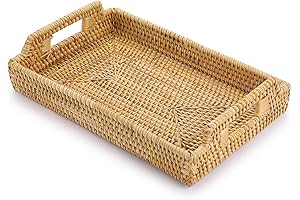 Rectangular Hipiwe Wicker Trays Hand-Woven for Coffee Table Storage