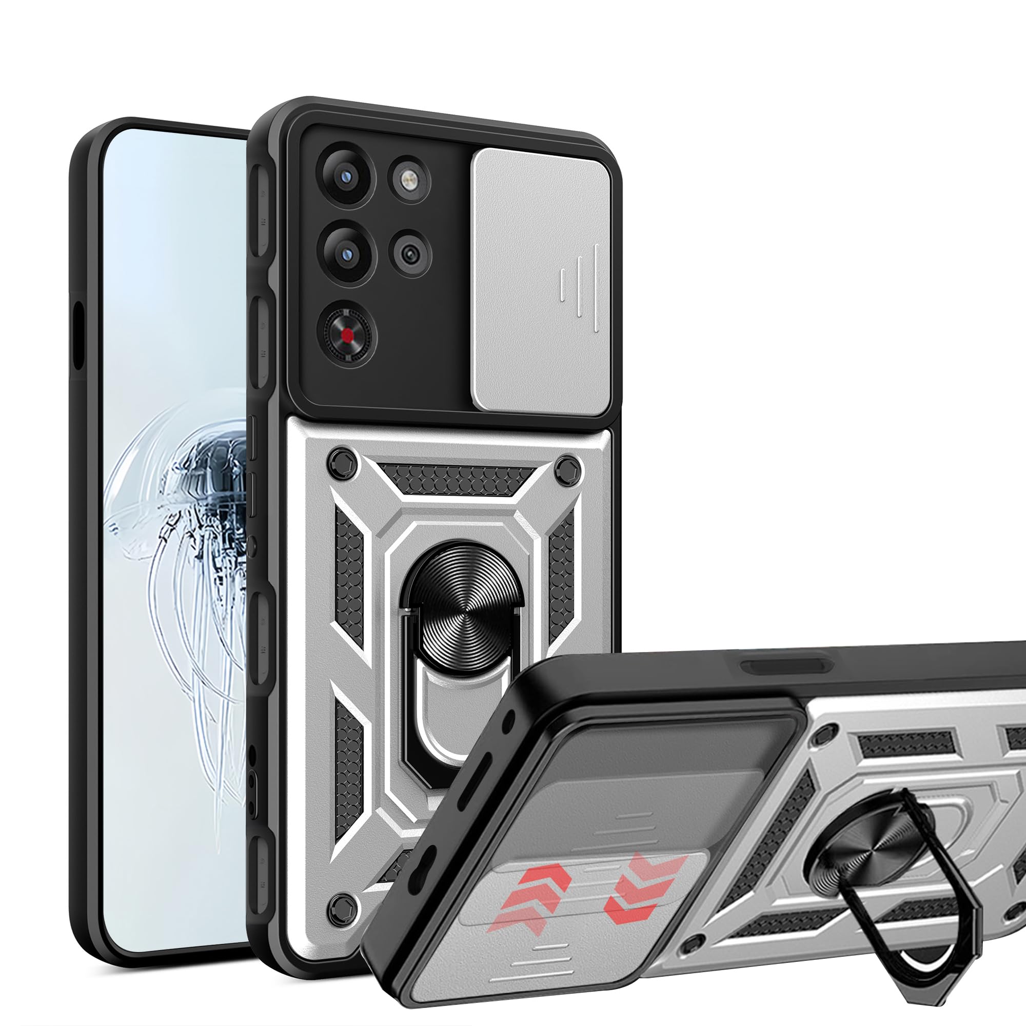 Hülle Für ZTE Nubia Red Magic 10 Pro/Pro+ – Mit Kameraschieber, Metallring & Schutzfolie – Schwarz