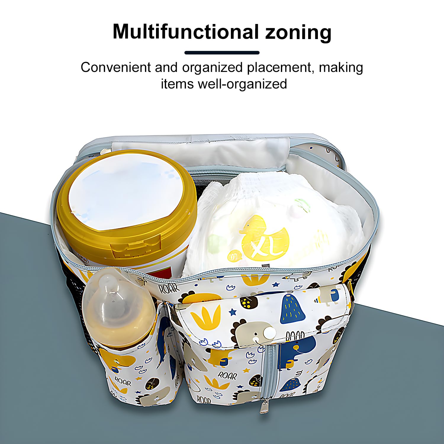 Organizador de Cochecito,Bolsa Universal para Cochecito,Bolso Carro Bebe,Con Bandolera Ajustable,Para llevar Pañales Vasos de Agua Juguetes Bebés y Aperitivos