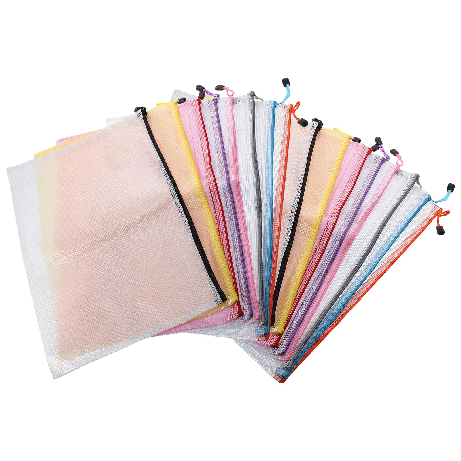 Buste Portadocumenti Cerniera A3 in Pvc Trasparente 16 Pezzi | Rete, Impermeabili, per Ufficio e Viaggio, Grande Capienza, Visione Rapida del Contenuto