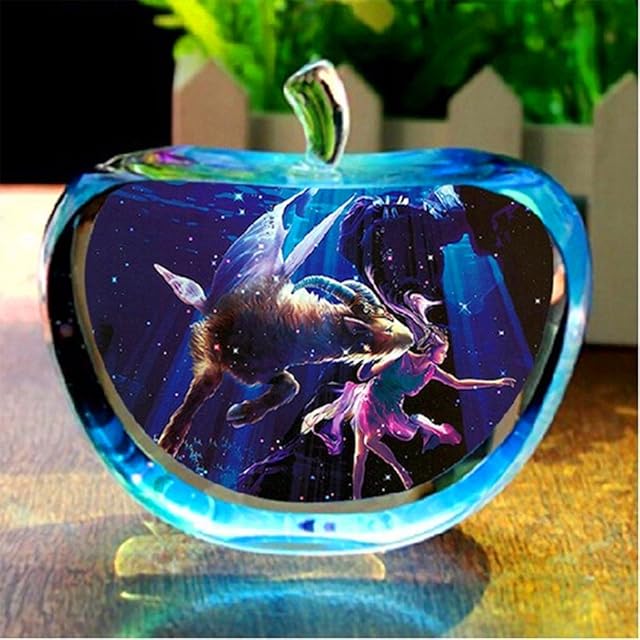 TYGJB 12 Constellations Statuettes Crystal Glass Apple Figurines Miniature Angel figurine Ornaments Home Decoration accessories (Capricornus)