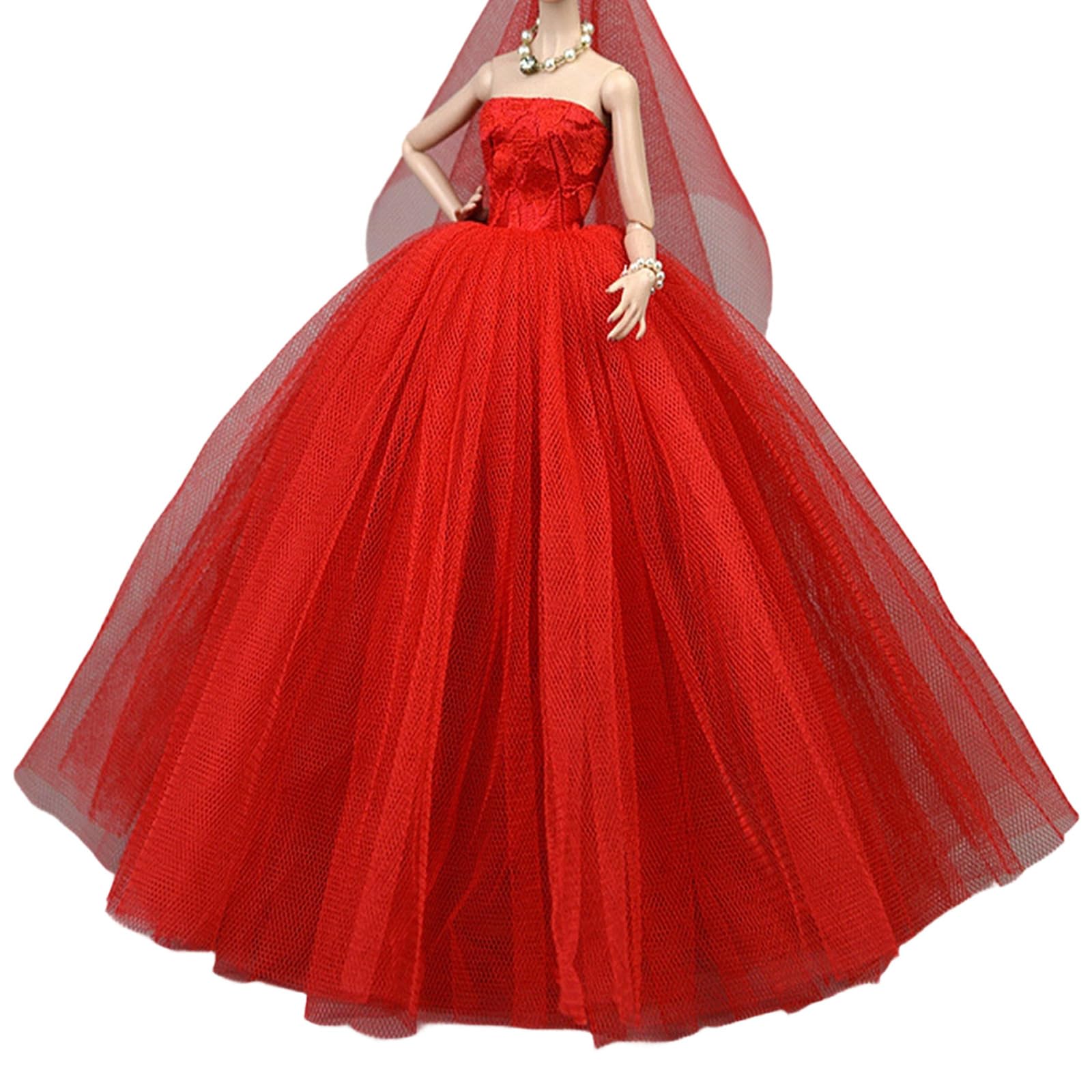 Beautiful Ball Gown for 6inch Dolls with, Red