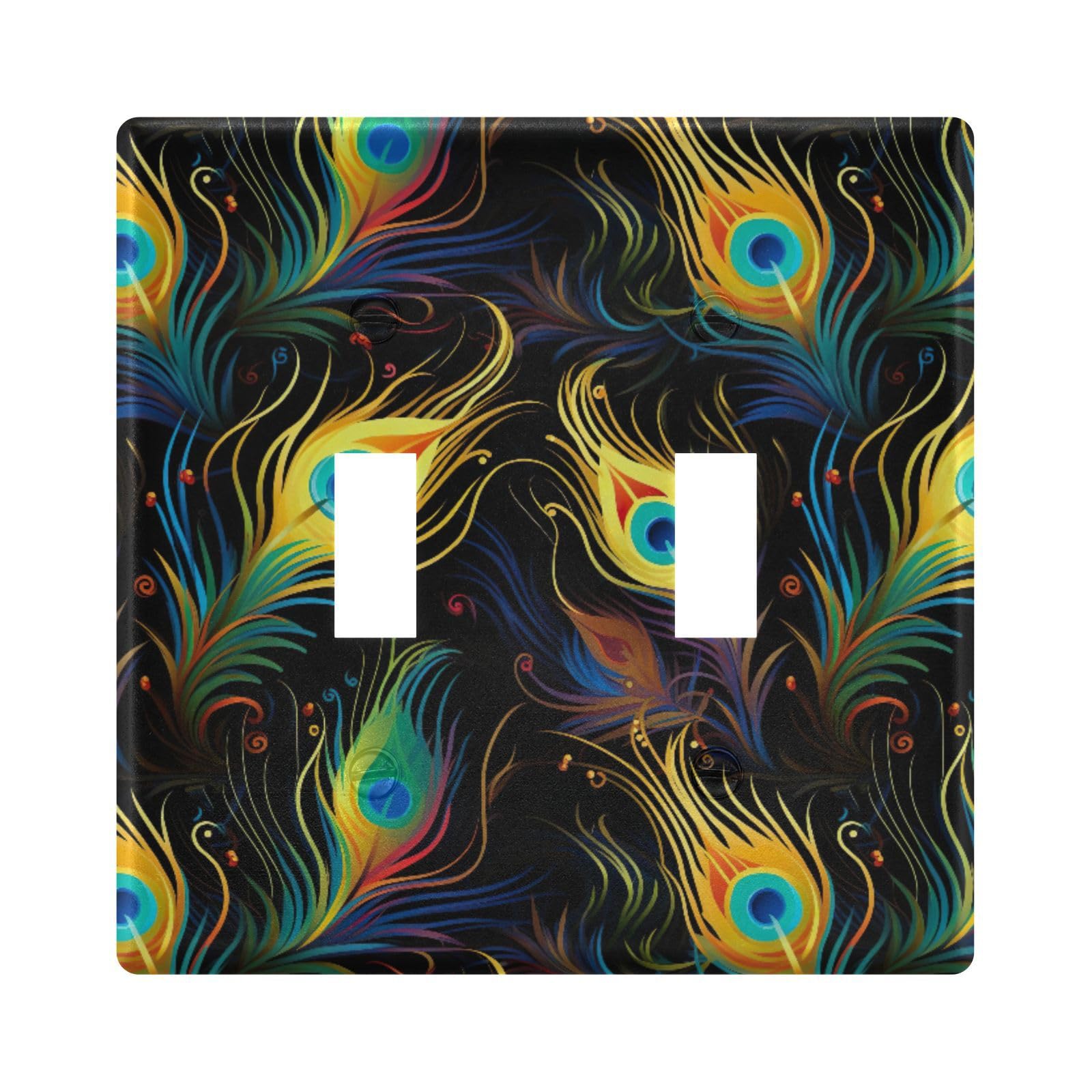 UMIRIKO Peacock Feather Light Switch Cover Plate Covers Decorative Double Toggle Home Decor 202a8670