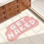 Get Naked Mat de salle de bain, Salle de bains Decor Area Bain Rug Mignon Salle de toilettes Decor Mat, Soft & En peluche absorbante rose lavable non glissant