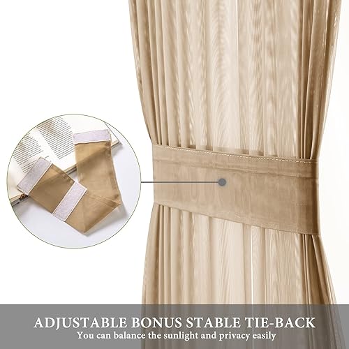 Vista 39 de MIULEE - Cortinas semitransparentes para puerta francesa de 2 paneles