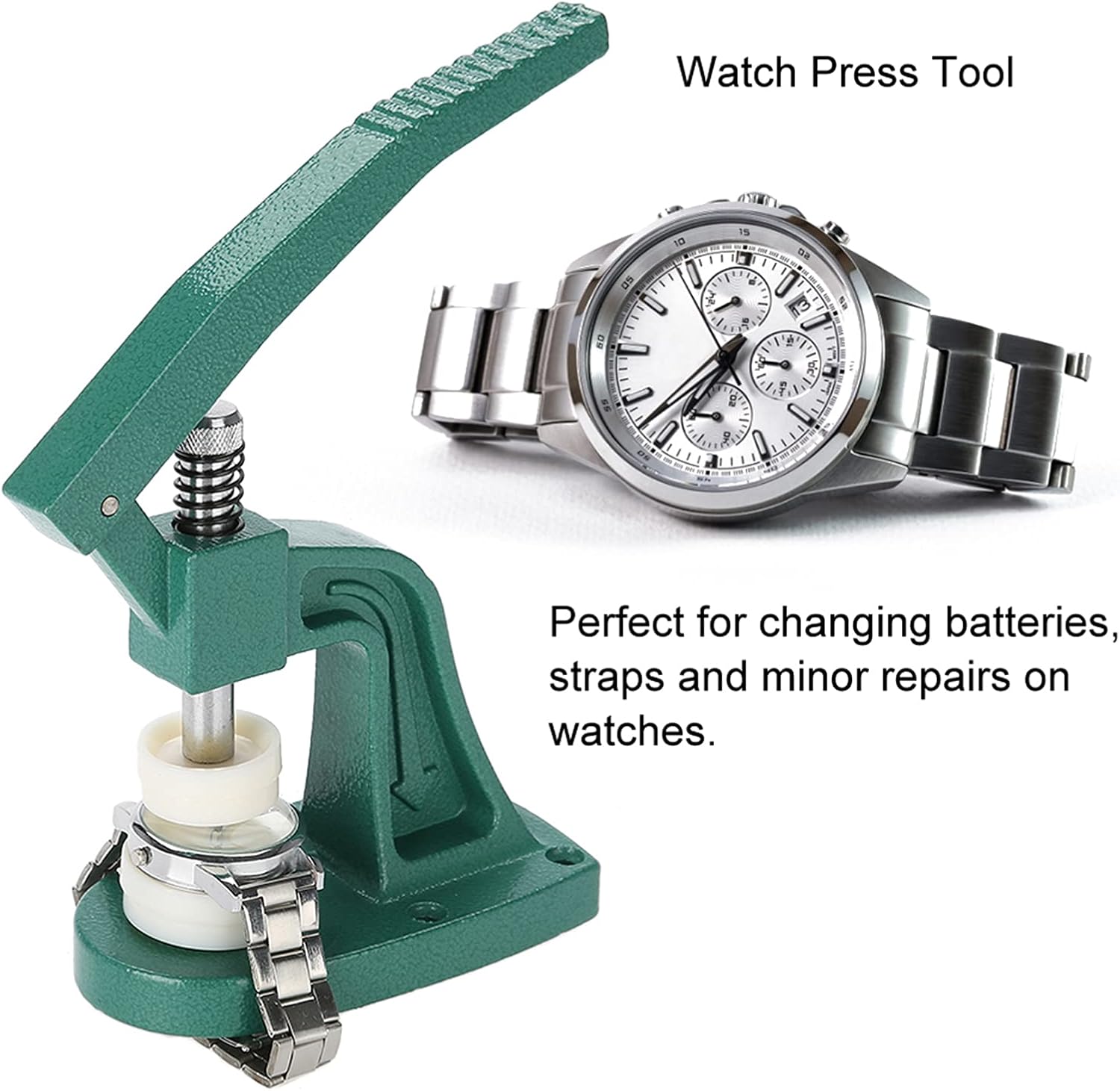 Watch PressTool Set, Watch Back Case Closer Crystal Press Tool Wristwatch Back Case Pressing with 12 Dies Professional Repair Tool for Closing the Cover