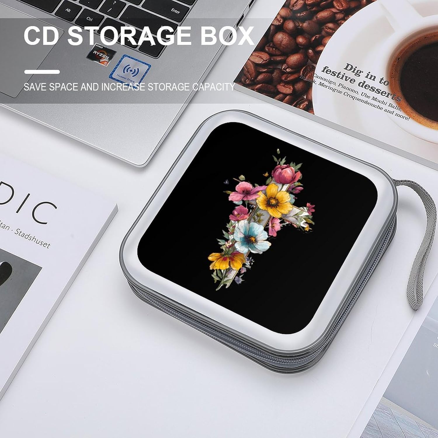 Flower Cross CD Case Wallet Portable DVD Holder Organizer Box image 4