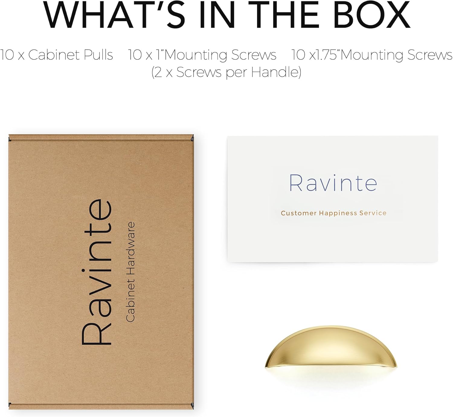 Ravinte 10 Pack 3" Drawer Pulls Brushed Brass Cabinet Cup Pulls Kitchen Hardware Cabinet Handles Drawer Handles Knobs 3 inch Hole Center