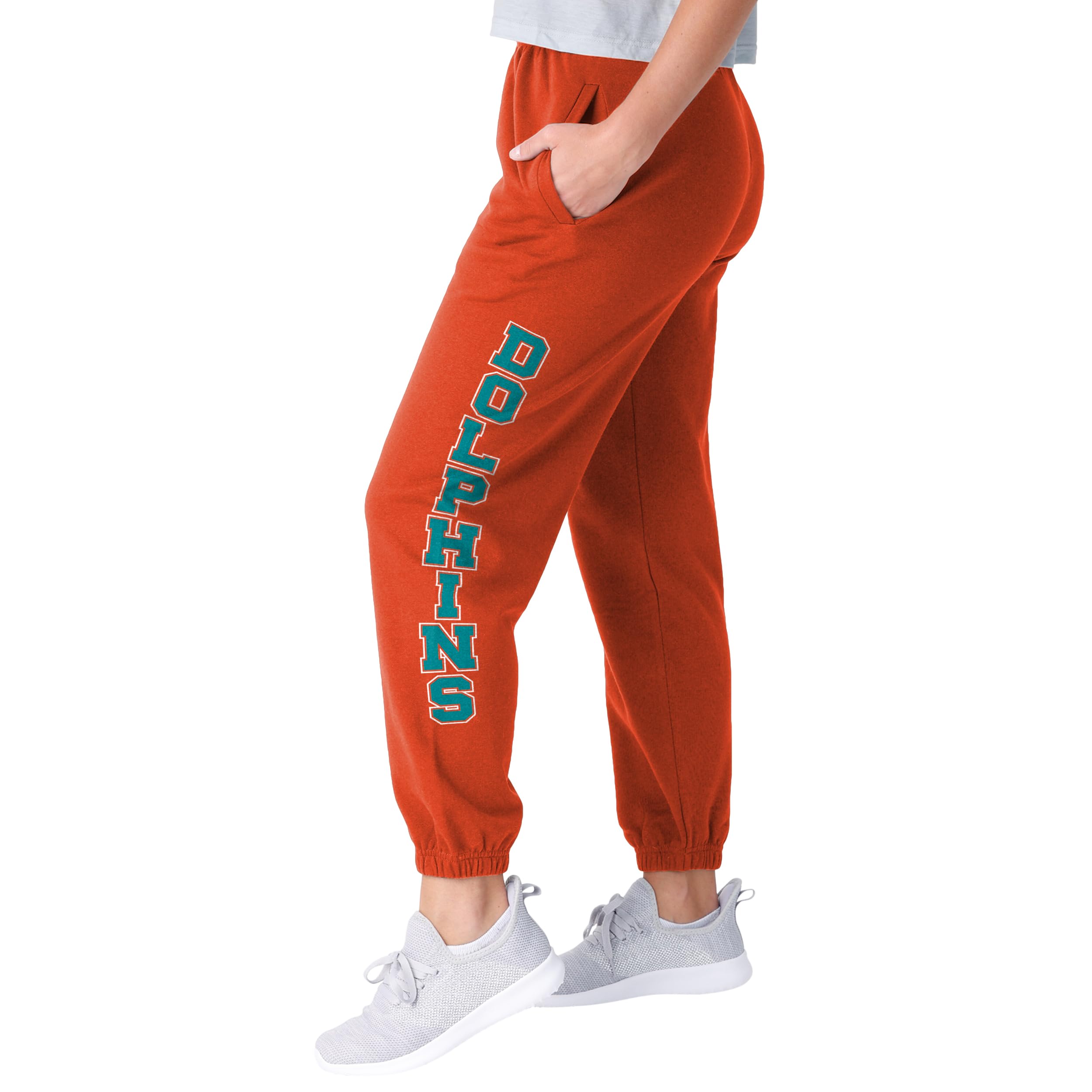 FOCO NFL Women's Officially Licensed Team Color Primary Logo Prime Time Football Sweatpants Joggers Pants, Miami Dolphins, Large