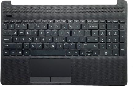 L94460-001 Replacement for HP 15S DU/DY/DW Laptop Upper Top Cover Case Palmrest Not-Backlit US Keyboard Touchpad Assembly Part Black