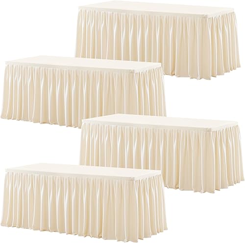 Miniatura 118 de Wish Care Paquete de 2 manteles rectangulares negros para mesas de 6 pies, manteles ajustables de poliéster elásticos 6T para fiestas, bodas, ferias