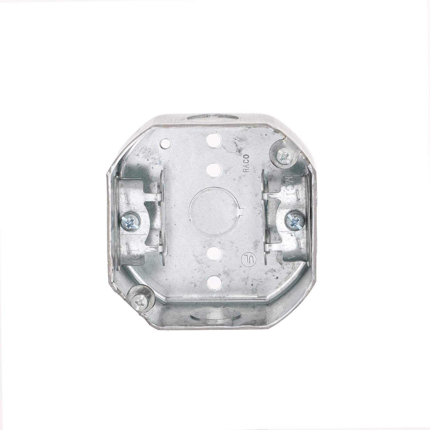 RACO 153 1-1/2-Inch Deep Octagon Electrical Box with (2) 1/2-Inch Side Knockouts and (4) MC/BX/Flex Cable Clamps, 4-Inch