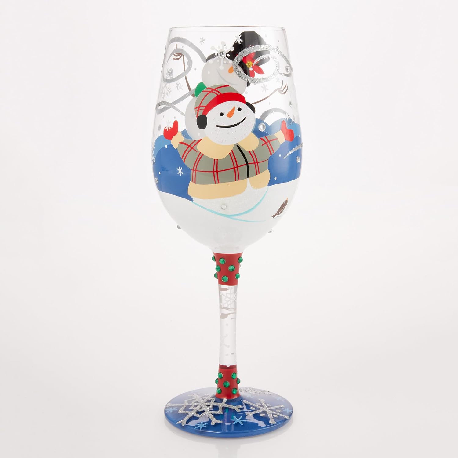 Enesco Lolita First Christmas Snowman Hand-Painted Artisan Wine Glass, 15 Ounce, Multicolor